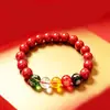Pulsera de cristal negro del dios de la riqueza de cinco vías, arena dorada púrpura de bajo contenido, cinabrio para hombres y mujeres, pulsera de imitación de obsidiana de cristal