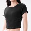 Camiseta de manga curta feminina verão novo puro tempero menina design nicho cintura alta umbigo curto apertado ombro top
