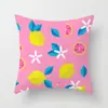 Fronha Fofa Estampada com Frutas de Verão Capa de Almofada para Encosto de Sofá de Sala de Estar de Verão Refrescante Melancia Banana