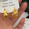 Pendientes de diseño nicho europeo y americano, irregulares, con circonita, cepillados, geométricos, cepillados, chapados en oro real, pendientes con sentido de diseño nicho
