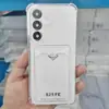 Adequado para Capa de Celular Cartão Sam Samsung S25Edge Porta-Cartão Airbag nas Quatro Pontas Anti-Queda Capa Protetora de Cartão TPU