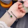 ¡Nueva Llegada! Pulsera de Diópsido Natural Plata 925 Chapada en Oro Blanco Tamaño de la Piedra Principal 5*7mm