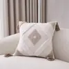Algodón y Lino Estilo Bohemio Ins Almohada con Borlas Sofá Sala de Estar Cojín de Respaldo Borla Funda de Cojín de Alta Gama