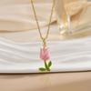 Europeu e Americano Cross-border Novo High-end Romântico Flor Tulip Clavícula Cadeia Colar Moda Pequeno Colar Gota de Óleo Fresco