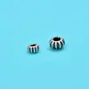 Plata de Ley S925 Cuentas de Rueda Rayada Cuentas Espaciadoras Pulsera de Cuerda Trenzada Hecha a Mano Pulsera Cuentas Sueltas de Plata Accesorios para Joyería DIY