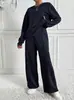Conjunto de dos piezas para mujer: Sudadera de cuello redondo y pantalón de chándal de color liso, Ropa informal para estar en casa de primavera y otoño, Ropa para mujer transfronteriza europea y americana al por mayor