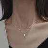 Collar asimétrico de doble capa de plata S925 estilo coreano para mujer, moda retro, temperamento, cadena cuadrada para clavícula, joyería creativa ins