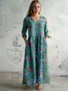 Vestido Retro Floral Más Vendido de Amazon para Mujer, Cuello en V, Mangas Tres Cuartos, Corte Holgado Estilo Vacaciones, Ropa para Mujer en Stock
