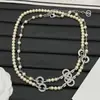 Modelo Nuevo 2025 Réplica Chanel Cadena de Suéter con Perlas y Tachuelas Doble C para Mujer, Cadena de Suéter Estilo Chanel al por Mayor