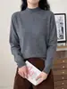 Suéter de cachemira suave y cómodo para mujer, cuello alto medio, manga larga, color liso, adelgazante, alta elasticidad, adecuado para el trabajo, cálido, prenda interior de punto