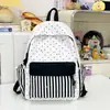 Mochila Patchwork de Puntos de Estrella Blancos Cremosos de Ensueño, Mochila de Estilo Fresco para Compras de Verano y Visitas a Tiendas de Hada Suave