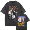 2025 Estilo Nuevo Lavado Vintage Banda de Rock Korn Falling Away from Me Camiseta Algodón