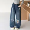 Jeans de Otoño para Niñas Medianas y Grandes Ropa Nueva para Niños Niñas Jeans de Dibujos Animados Elegantes Versátiles de Moda Tendencia