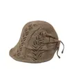 Sombrero de Pescador Hueco Tejido de Moda Versátil Estilo Coreano para Mujer, Sombrero de Sol para Exteriores con Cuerda de Mariposa Lisa, Sombrero de Playa
