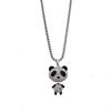 Colar Panda Cravejado de Diamantes Aço Titânio para Casal Acessórios Comemorativos Pingente de Liga Corrente para Suéter Joias para Camiseta Outono e Inverno