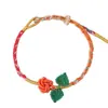 2026 Novo Modelo Pulseira de Flor Rosa Iridescente Ajustável Fashionável Versátil Corda Trançada Multicolorida Corda de Segurança para Pulseira
