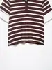 Comercio Exterior de Amazon Transfronterizo 2026 Ropa de Mujer Más Vendida Camisa Polo Rayada Bloque de Color Estilo Universitario Retro Manga Corta