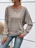 Amazon transfronterizo 2026 nuevo top de camiseta casual cómodo de color liso con cuello redondo, estilo europeo y americano, para mujer, manga murciélago de otoño e invierno