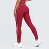 Nuevos pantalones de yoga de nylon de doble cara, con bloques de color transfronterizos, tacto nude, ajustados, de cintura alta y transpirables para mujer, adecuados para deportes, correr y fitness