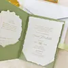 Invitaciones de Boda de Terciopelo Verde, Invitaciones Personalizadas, Invitaciones de Banquete de Boda de Nicho de Alta Gama, Invitaciones para Fiestas