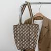 Bolsa de ombro de malha listrada geométrica simples clássica japonesa e coreana, bolsa casual para o dia a dia, grande capacidade, bolsa balde de moda nicho