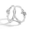 Anillo de Plata Esterlina S925 Rosa y Platycodon Grandiflorum para Novia Un Par de Anillos Diseño de Nicho para Mujer Regalo de Cumpleaños para Hermanas