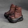 Jiezu 2025 Otoño e Invierno Nuevas Botas de Moda de Primera Capa de Piel de Vaca con Pequeño Aumento de Altura Moda de Nicho Versátiles Casuales Zapatos para Mujer