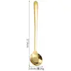 Aço Inoxidável 304 Fundo Plano Colher Redonda Cabide Longo Doméstico Colher de Sopa Colher Dourada Colher Popular para Sobremesa Utensílios de Mesa de Grau Alimentício