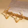 Pendientes Huecos de Estrella Radiante con Circonitas Bañados en Oro Real de 18 Quilates, Estilo Europeo y Americano, Pendientes de Gama Alta Simples y Versátiles para Mujer
