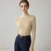 Suéter 100% cachemira pura para mujer, cuello redondo, jersey otoño/invierno, manga larga, tejido ajustado, capa base suave y cómoda