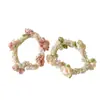 Goma para el pelo de perlas estilo pintura al óleo de jardín de rosas francés para niñas, diadema de perlas de hadas tejida de alta elasticidad