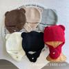 Gorro infantil de lã com orelhas de urso, grosso e quente para o inverno