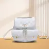 Mochila de piel auténtica estilo Chanel con cadena de diamantes y acabado de caviar de piel de vaca, pequeña y de moda