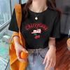 Camiseta de Manga Corta de Verano 2026 para Mujer, Camiseta Estampada Suelta y Versátil para Mujer, Top Casual de Media Manga para Estudiante