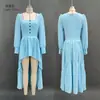 Website Europeu e Americano de Roupas Femininas Independentes Transfronteiriças: Vestido Casual de Manga Longa Cor Sólida Estilo Western Retrô (Sem cinto)