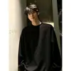 Camiseta de manga larga de algodón con paneles cleanfit para hombre, diseño de primavera y otoño, sudadera de cuello redondo, top recto de hombros estilo retro americano