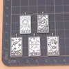 Juego de 5 Colgantes Pequeños de Tarot de Plata Antigua, Accesorios de Joyería, 5 Estilos, 1 de Cada Uno, Cada Juego Pesa Aproximadamente 14g
