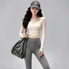 Conjunto de yoga petite para mulheres, cintura alta, elástico e com sensação de 'quase não estar usando', adequado para fitness, Pilates, corrida e outros esportes, conjunto de duas peças