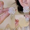 Doce Elegante Flor Branca Diamante Borla Brincos Mulher Luz Luxo Super Fada Elegante Suave Nicho Design Sense Brincos