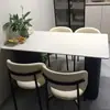 Mesa y Sillas de Comedor Minimalistas Negras Mate de Piedra Sinterizada para Hogar Apartamento Pequeño Mesa de Comedor Rectangular Simple Italiana
