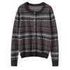 Suéter de Cashmere Feminino 100% Cashmere Puro Outono e Inverno Novo Casual Versátil Retro Jacquard Gola Redonda Cardigan de Tricô Suéter
