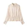 Camisa Elegante de Moda para Mujer 2026 Estilo Europeo y Americano Transfronterizo Manga Larga Efecto Brillante Cintura Delgada 4387806