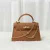 Bolso Kelly mini de cuero genuino H, nuevo, patrón de palma, segunda generación, cadena de nariz de cerdo, bolso de mano, hombro, mensajero