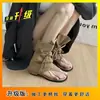 Botas Western Melard de Cano Curto com Tiras e Sandálias de Dedo 2026 Novo Estilo Britânico Sandálias Romanas de Dedo com Franjas para Mulheres