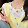 Cabaña del Bosque ~ Collar de Cuentas de Champiñón Color-Block para Mujer, Cadena Versátil para Clavícula de Verano Dopamina para el Día a Día