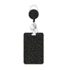 Porta-credencial retráctil de fabricante transfronterizo Clip giratorio médico para identificación Porta-tarjeta de identificación con estampado de leopardo de doble cara Clip retráctil