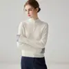 Suéter 100% cachemir puro para mujer, otoño/invierno, cuello alto medio abotonado, capa base de punto, estilo coreano, top interior elegante y moderno
