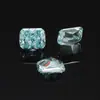 Anillo de Zirconia Cortada Flor de Hielo Biselada Rectangular Azul Lago Superficie del Anillo Zirconia de Precisión Colorida Accesorios de Joyería Artificial