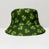 Sombrero de pescador de doble cara con estampado de trébol de cuatro hojas, moderno, combinable con todo, pequeño para hombre y mujer.
