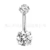Liga de Titânio F136 Quatro Garras Zircônia Redonda 5A Piercing de Umbigo G23 Argola de Umbigo de Titânio Joia para Body Piercing de Umbigo